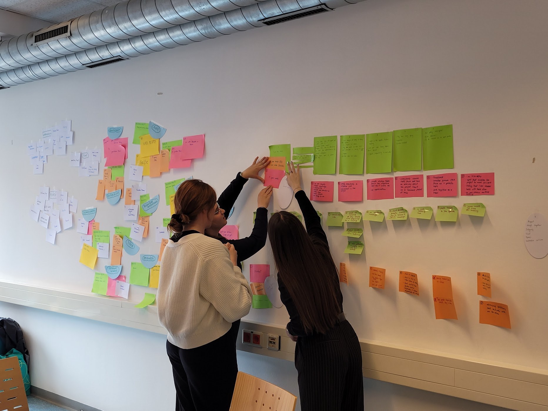 Students working on the Design Thinking process within the master program Content Strategy in Graz
